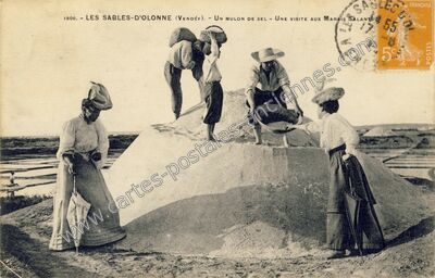 Carte postale ancienne Un Mulon de Sel - Une Visite aux Marais Salants — Les Sables-d'Olonne (Vendée)