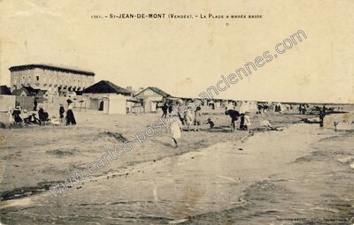 Carte postale ancienne La Plage à marée basse — Saint-Jean-de-Monts (Vendée)