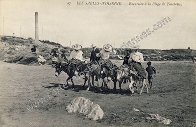 Carte postale ancienne Excursion à la Plage de Tanchette — Les Sables-d'Olonne (Vendée)