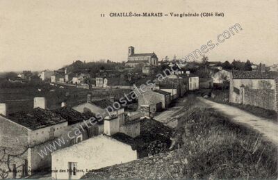 Carte postale ancienne Vue générale (Côté Est) — Chaillé-les-Marais (Vendée)