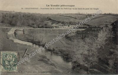 Carte postale ancienne Panorama de la vallée du Petit-Lay vu du haut du pont de l'Angle — Chantonnay (Vendée)