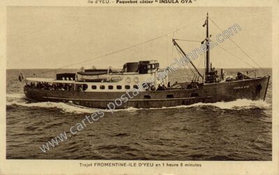Carte postale ancienne Paquebot côtier " INSULA OYA — L'Île-d'Yeu (Vendée)