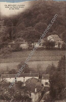 Carte postale ancienne Hôtel de Pierre-Brune et les Villas — Mervent (Vendée)