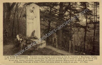 Carte postale ancienne La Tombe de Clémenceau — Mouchamps (Vendée)