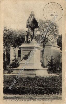 Carte postale ancienne Statue de Paul Baudry — La Roche-sur-Yon (Vendée)