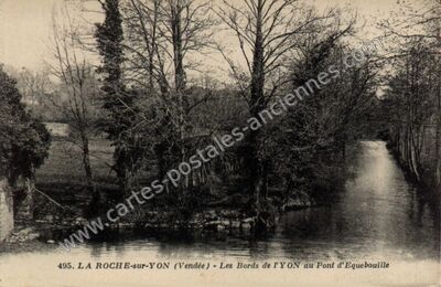 Carte postale ancienne Les Bords de l'YON au Pont d'Equebouille — La Roche-sur-Yon (Vendée)