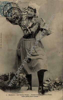 Carte postale ancienne Madame... ma bonne Dame... voulez-vous du poisson frais, belle petite face d'ange ? — Les Sables-d'Olonne (Vendée)