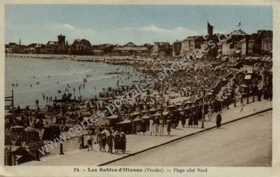 Carte postale ancienne Plage côté Nord — Les Sables-d'Olonne (Vendée)