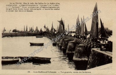 Carte postale ancienne Vue générale, entrée des Sardiniers — Les Sables-d'Olonne (Vendée)