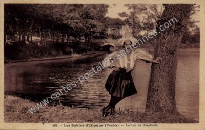Carte postale ancienne Le Lac de Tanchette — Les Sables-d'Olonne (Vendée)