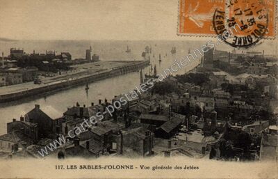 Carte postale ancienne Vue générale des Jetées — Les Sables-d'Olonne (Vendée)