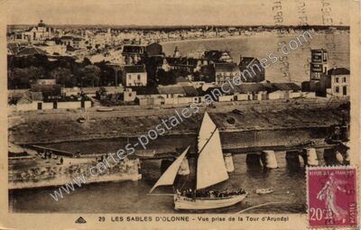 Carte postale ancienne Vue prise de la Tour d'Arundel — Les Sables-d'Olonne (Vendée)