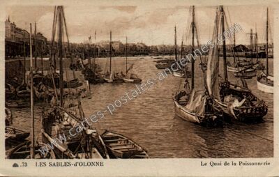 Carte postale ancienne Le Quai de la Poissonnerie — Les Sables-d'Olonne (Vendée)