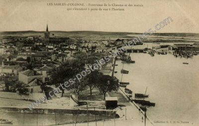 Carte postale ancienne Panorama de la Chaume et des marais qui s'étendent à perte de vue à l'horizon — Les Sables-d'Olonne (Vendée)
