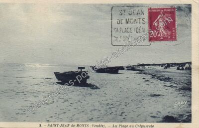 Carte postale ancienne La Plage au Crépuscule — Saint-Jean-de-Monts (Vendée)