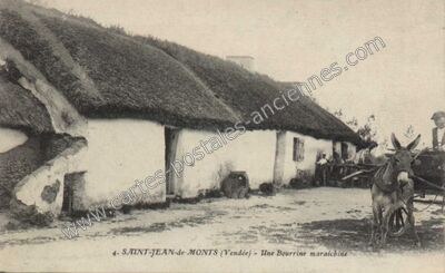 Carte postale ancienne Une Bourrine maraichine — Saint-Jean-de-Monts (Vendée)