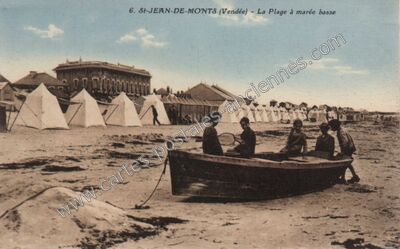 Carte postale ancienne La Plage à marée basse — Saint-Jean-de-Monts (Vendée)