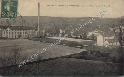 Carte postale ancienne La Blanchisserie à Baudet — Saint-Laurent-sur-Sèvre (Vendée)
