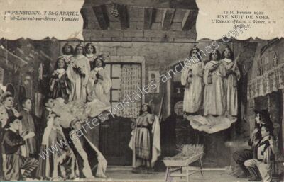 Carte postale ancienne Une Nuit de Noël, L'Enfant-Jésus - Venez, n's Anges !!! — Saint-Laurent-sur-Sèvre (Vendée)