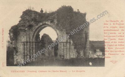 Carte postale ancienne Château de (Barbe Bleue). — La Chapelle — Tiffauges (Vendée)