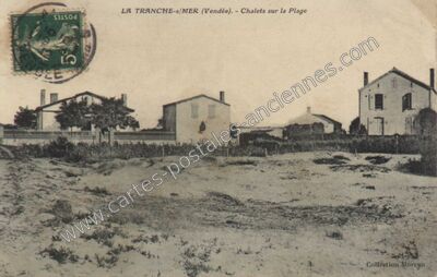 Carte postale ancienne Chalets sur la Plage — La Tranche-sur-Mer (Vendée)