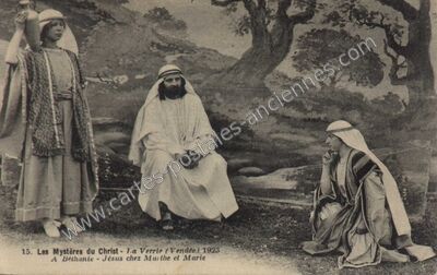 Carte postale ancienne Les Mystères du Christ - A Béthanie - Jésus chez Marthe et Marie — La Verrie (Vendée)