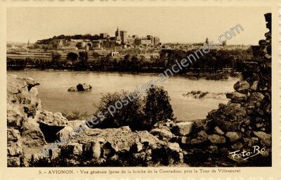 Carte postale ancienne Vue générale (prise de la brèche de la Comtadine, près la Tour de Villeneuve) — Avignon (Vaucluse)