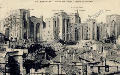 Carte postale ancienne Palais des Papes - Façade Occidentale — Avignon (Vaucluse)