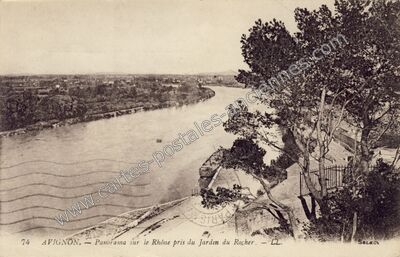 Carte postale ancienne Panorama sur le Rhône pris du Jardin du Rocher — Avignon (Vaucluse)