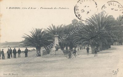 Carte postale ancienne Promenade des Palmiers — Bandol (Var)