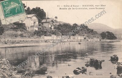 Carte postale ancienne Côte d'Azur - Route de la Corniche, vers Sanary — Bandol (Var)