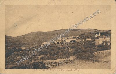 Carte postale ancienne Vue générale, côté Est — Fayence (Var)