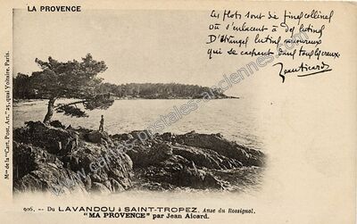 Carte postale ancienne Du Lavandou à Saint-Tropez. Anse du Rossignol. "Ma Provence — Le Lavandou (Var)