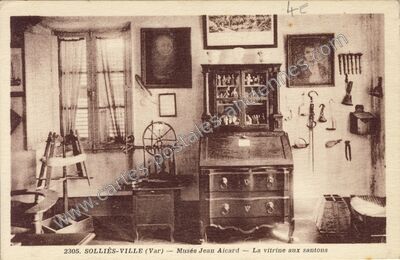 Carte postale ancienne Musée Jean Aicard — La vitrine aux santons — Solliès-Ville (Var)
