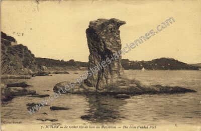 Carte postale ancienne Le rocher tête de lion au Mourillon — Toulon (Var)