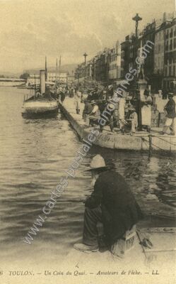 Carte postale ancienne Un Coin du Quai. - Amateurs de Pêche — Toulon (Var)