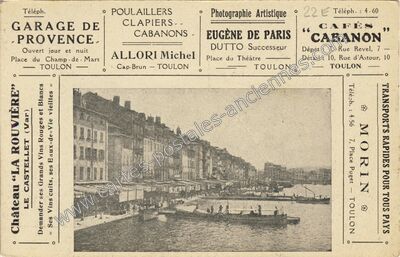 Carte postale ancienne CAFÉS CABANON — Toulon (Var)