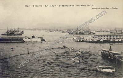 Carte postale ancienne La Rade - Manœuvres Navales 1906 — Toulon (Var)