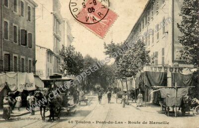 Carte postale ancienne Pont-du-Las - Route de Marseille — Toulon (Var)