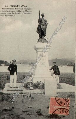 Carte postale ancienne Monument du Souvenir Français à la mémoire des Soldats et Marins morts pour la Patrie — Toulon (Var)