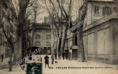 Carte postale ancienne Préfecture Maritime (porte de serv'cc) — Toulon (Var)