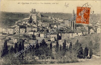 Carte postale ancienne Vue Générale, côté Sud — Caylus (Tarn-et-Garonne)