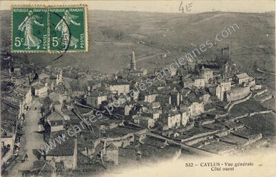 Carte postale ancienne Vue générale Côté ouest — Caylus (Tarn-et-Garonne)