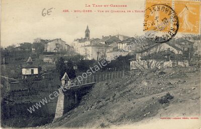 Carte postale ancienne Vue du Quartier de l'Eglise — Molières (Tarn-et-Garonne)