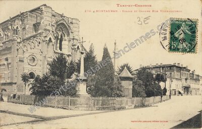 Carte postale ancienne Eglise et Grande Rue Villebourbon — Montauban (Tarn-et-Garonne)