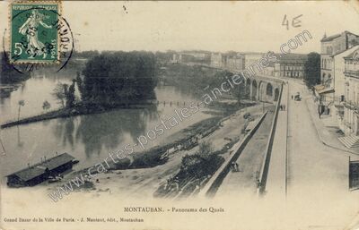 Carte postale ancienne Panorama des Quais — Montauban (Tarn-et-Garonne)
