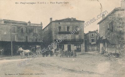 Carte postale ancienne Place Eugène Capin — Puylaroque (Tarn-et-Garonne)
