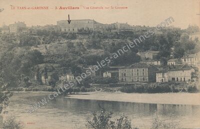 Carte postale ancienne Vue Générale sur la Garonne — Auvillar (Tarn-et-Garonne)