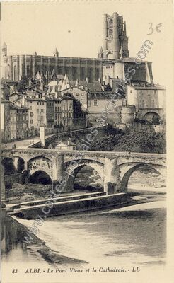 Carte postale ancienne Le Pont Vieux et la Cathédrale — Albi (Tarn)