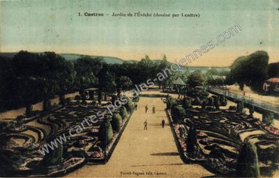 Carte postale ancienne Jardin de l'Évêché (dessiné par Lenôtre) — Castres (Tarn)